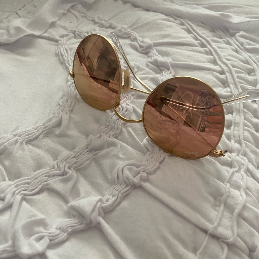 Gold and Pink Mirror Ray Bans